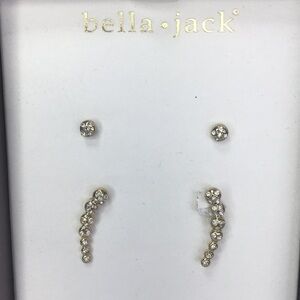 New in box Bella jack earring set cubic zirconia gold 2 pair